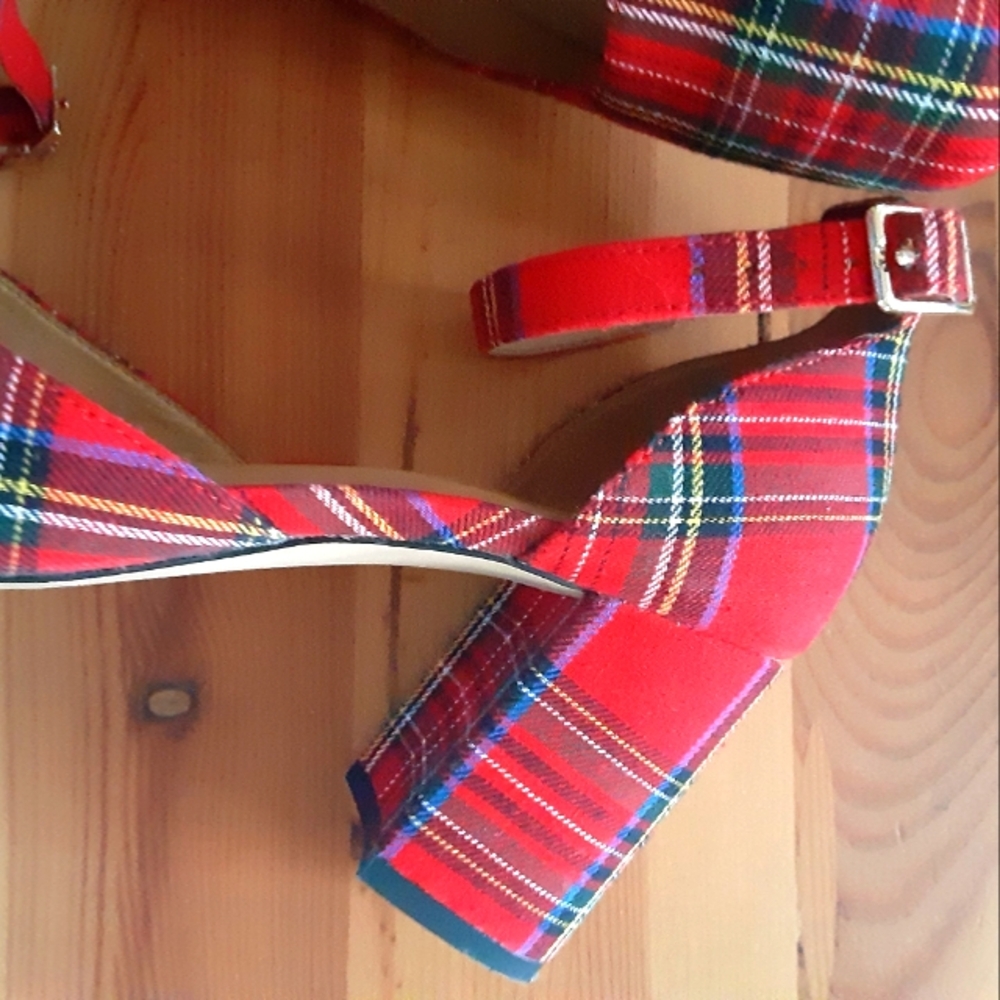 J.Crew Tartan Plaid Strappy Women's Heels Shoes Pumps - Picture 6 of 12